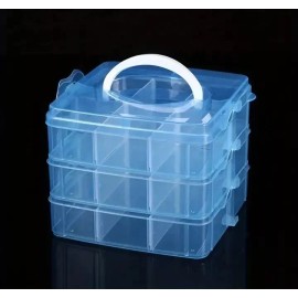 Unbranded 1  5.7 X 5.7 Inch 3 Tier 18 Grid Orange  Adjustable Stackable Storage Box