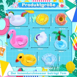 Xerteam Pack of 8 Inflatable Pool Drink Holders, Animal Floating Drink Holder with Air Pump, Drinks Holder Pool Swimming Accessories for Summer Pool Party Swimming Pool Toys