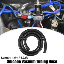 X AUTOHAUX Silicone Vacuum Tubing Hose Line Automotive Vacuum Hose Engine Air Intake Vacuum Hose Pipe Black ID 14mm 4.92ft Length
