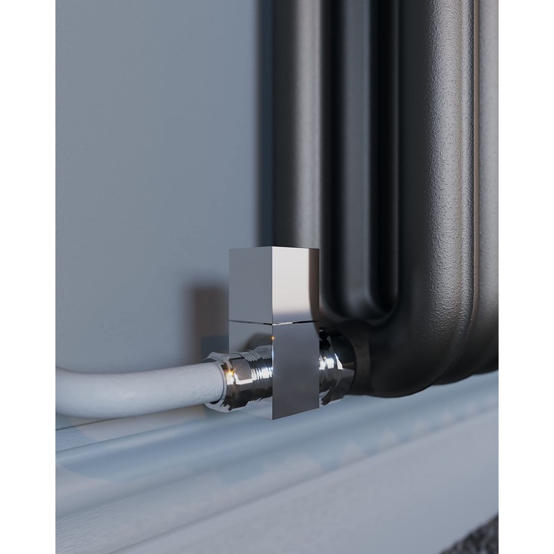 London Taps Square Straight Radiator Valve, Standard 15mm Connection, Chrome