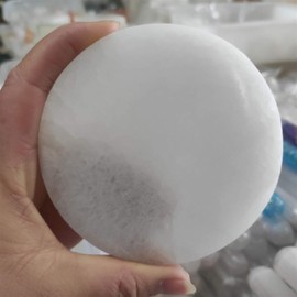 ACEACE 1 piece 8-10 cm natural selenite stone circle disc plaster crystal round plate