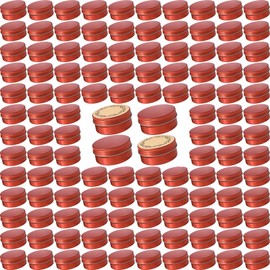 140 Pack 3oz/90ml Screw Top Aluminum Tin Jars with Screw Lids and Blank Labels - Refillable 90ml Metal Containers for Lip Balms, Candles, Salves, Spices, Crafts (Orange)