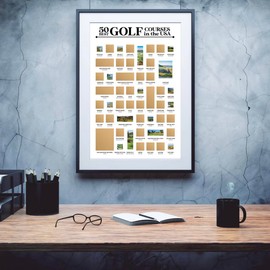 50 Best Golf Courses in the USA Scratch Off Poster - Course Bucket List - Print and Decor - Great Gifts! (12" x 18")
