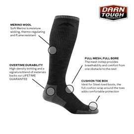 Darn tough Men's Merino Wool Westerner Over-the-Calf Light Cushion Socks-White,X-Large