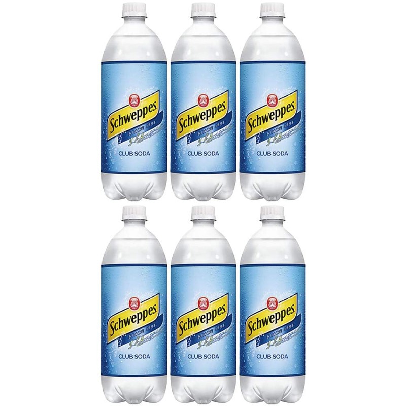 Schweppes Club Soda, 33.8 Oz Bottle (Pack of 6, Total