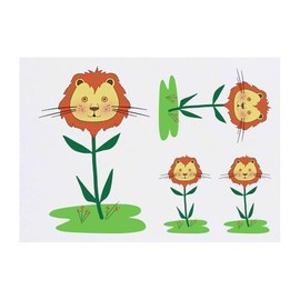 4 x 'Lion Head Flower' Temporary Tattoos - Water Resistant, Skin-Safe, Non-Toxic Transfers, Mixed Sizes (TO00083750)