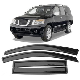 EIOFEVY 4pcs Sun Rain Vent Deflector Guard Visor Tape on External Window Style Acrylic Smoke Tinted Set for INFINITI for QX56 2004-2010,for Nissan for Armada 2005-2015WD-NARMD04
