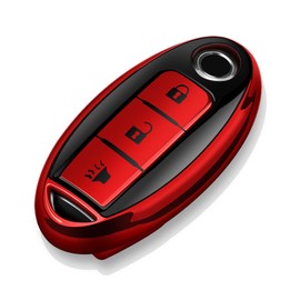 Tukellen Compatible with Nissan Key Fob Cover Soft TPU Key Case for Infiniti X-Trail Rogue Altima Quest Pathfinder Sentra Patrol CIMA Fuga Armada Teana Murano 3 Buttons Key Shell-Red