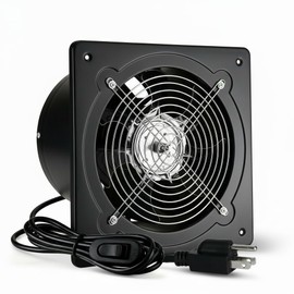 RLOZUI 10 inch Exhaust Fan with Switch, 1038 CFM PowerfulThrough Wall Exhaust Fan, Potable Window Exhaust Fans, Small Fume Extractor Ventilation Fan for Attic, Shop, Smoking Room, Garage