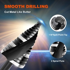 COMOWARE Step Drill Bit, 12 Sizes from 1/4" to 1-3/8", High Speed Steel Step Bit with 2 Spiral Flutes, 3-Flat Shank, Steps Bits for Metal, Aluminum/Wood/Plastic/Iron, Unibit for Electricians & DIY