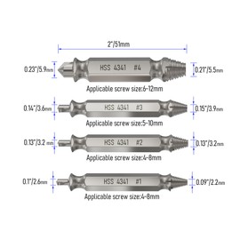 FOCMKEAS 4PCS Damaged Screw Extractor, Remover Set for Stripped Screws Nuts, Bolt Extractor Kit, Gifts for Men, Bolts Drill Bit Tools for Easy Removal of Rusty Broken(Sliver Gray)