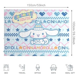 Ksopsdey Cinnamoro Dog Blanket with Cartoon Print, Soft Fluffy Plush Blanket, Flannel Fleece Blanket, TV Blanket/Sofa Blanket, Microfibre Couch Blanket, Cartoon Animals Blanket