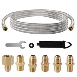 2 MULE TEAM 24 FT Propane Hose Extension High Pressure Braided Propane Hose Propane Gas Line Hose for BBQ Grill, Fire Pit, Heater