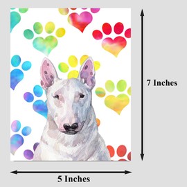 Bull Terrier Greeting Card, Card for Wife Husband Boyfriend Girlfriend Dog Mom Dad, Card for Him Her Friend Brother Sister, Watercolor Cards with Envelopes, Sympathy Card Loss of Dog, Cute Dog Card (5x7")
