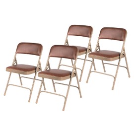 OEF Furnishings (4 Pack) Premium Vinyl Padded Folding Chair, Brown