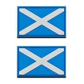 2 Pieces Scotland Flag 3D PVC Rubber Patch, Heavy Duty and Solid Material, Hooked Backing Tactical UK Scottish Emblem Patch for Clothes Bag Backpack Uniform Vest Clothes Biker Travel