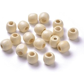 50 Pcs Large Hole Wood European Barrel Spacer Beads Natural Wooden Dreadlock Hair Braid Beads 16x16-17mm for Macrame Rosary Bracelet Jewelry Craft Making Hole: 8mm, Lemon Chiffon