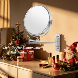 Auxmir 1X/20X Wall Mounted Makeup Mirror, 8'' 20X Magnifying Double-Sided Mirror, Bathroom Vanity Makeup Mirror, Cosmetic Mirror with 360 Rotation Extendable Swivel Arm, Chrome