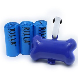Gorilla Supply 60 Blue Pet Poop Waste Bags with Blue Dispenser, EPI Technology, 3 Refill Rolls