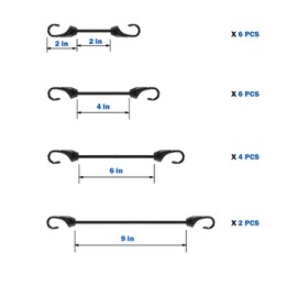 Joneaz 18 pcs Small Bungee Cord with Hooks 2 inch 4 inch 6 inch 9 inch (Mix Size)