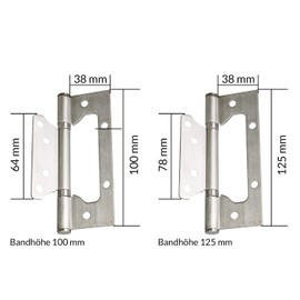 Beautiful Life Pack of 4 Door Hinge Window Cabinet Hinges Connector Screw-On Tape Stainless Steel Ball Bearing Mounted with Stainless Steel Screws Material Thickness 3.2 mm (Stainless Steel Hinge)