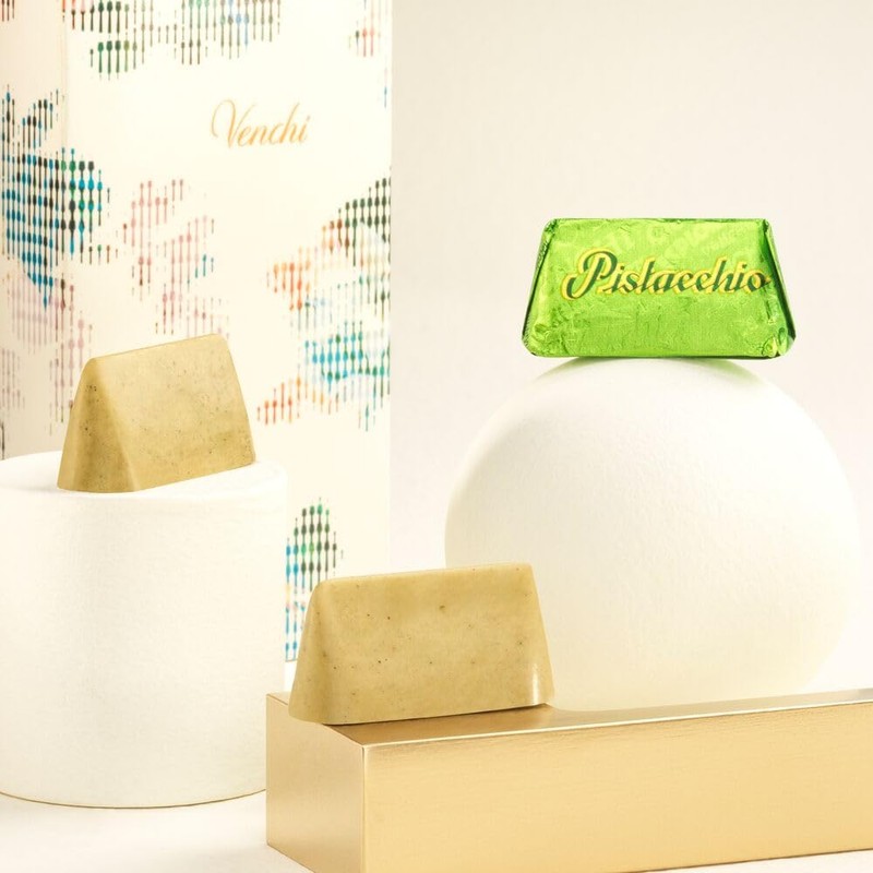 Venchi Gianduiotto Pistachio White Chocolate 29 Piece Elegant Gift Box