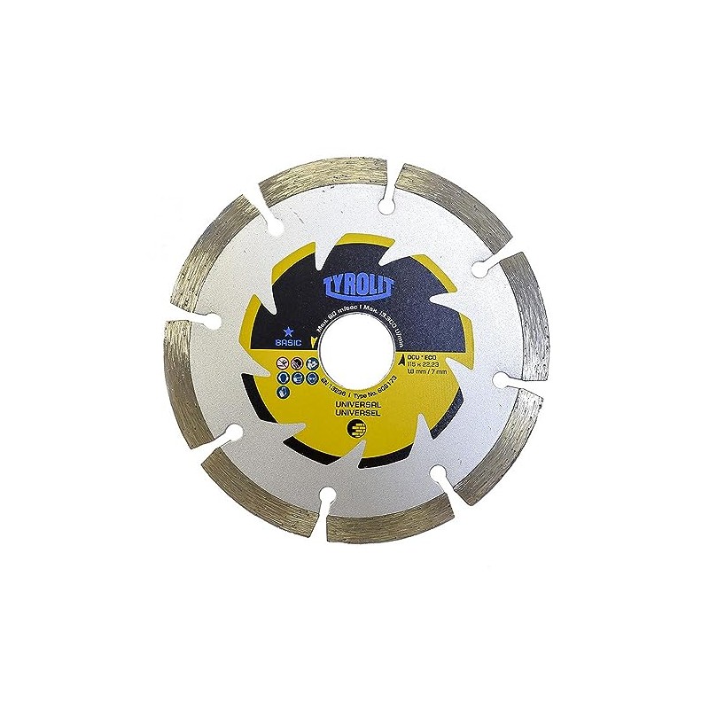 TYROLIT 115mm Dry Cutting Diamond Blade, Segmented Stone and Tile