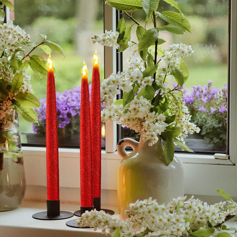 Furora LIGHTING Red LED Taper Candles, Window Candles, Candle Lights,