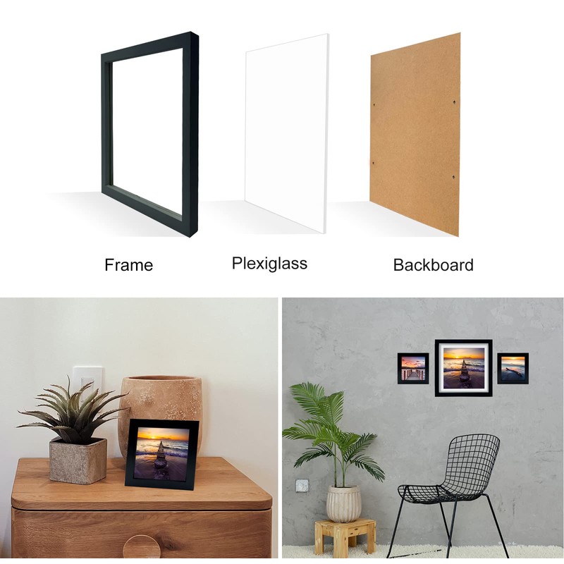 LEKAIYA 5x5 Black Picture Frames Set of 2, Square Solid