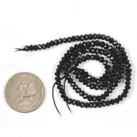Natural Black Obsidian Gemstone 4mm Faceted Rondelle Spacer Loose Beads 16 Inch for Jewelry Making Beads