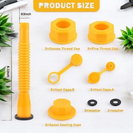 Gas Can Spout Replacement,3-Kits Gas Can Vent Kit with Gas Can Nozzle,Gas Can Replacement Spout Kit with Runner Gasket for 1/2/5/10 Gallon Cans, Oil  Dispensers