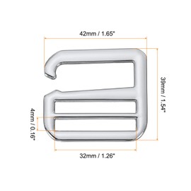 uxcell 4Pcs 38mm/1.5" Metal G-Hook Webbing Buckles Adjustable Flat Tri-Glide Slide Buckles for Backpack Strap Webbing, Silver