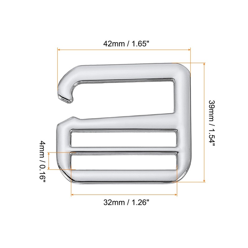 uxcell 4Pcs 38mm/1.5" Metal G-Hook Webbing Buckles Adjustable Flat Tri-Glide