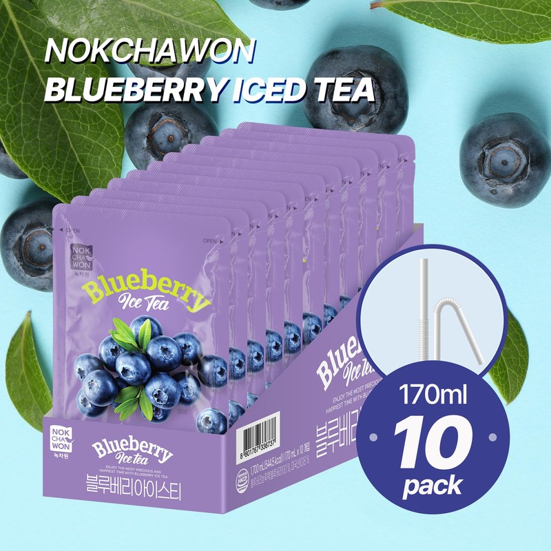 [Nokchawon] Blueberry Iced Tea Pouches 10 Packs – Refreshing Blueberry