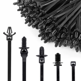 Xislet 160Pcs Nylon Universal Cable Tie Buckle Zip Tie Clips Automotive Rivet Push Mount Zip Ties Compatible with Cars Boat Trailer Polaris UTV Jeep Wrangler Self Locking Zip Tie with Push Pin