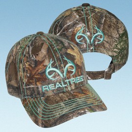 Realtree RT Edge Womans Teal Antler Logo Camo Ladies Fit Cap, Adjustable Buckle, Moisture Wicking Sweatband