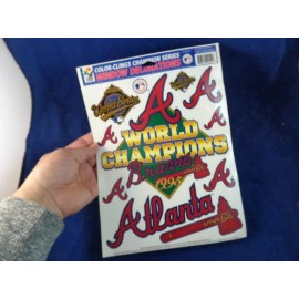 1995 Atlanta Braves Window Stickers World Series Champions COLOR CLINGS, NOS