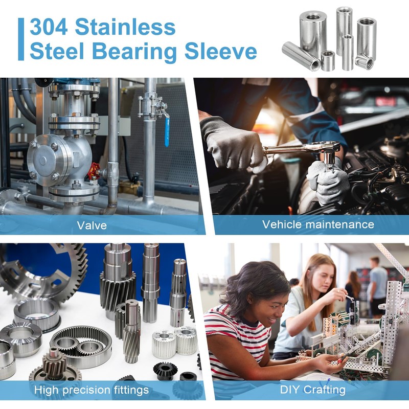 sourcing map 4Pcs M8x1.25mm Round Coupling Nuts, 0.63x1.38 Inch(ODxH)304 Stainless
