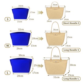 APMGONT Organizer for Longchamp Bag, Foldable Purse Organiser for Bag, Felt Purse Organiser Insert, for Longchamp Le Handbag Insert (Blue, L)