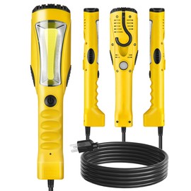 WILAWELS 18W LED Work Light, 15FT 2000LM COB LED Light, Handheld Underhood Trouble Light with Cord 16 Gauge SJTW, Swivel Hook, for Garage, Workshop, Car Repair Scene, ETL Listed, Yellow Y03WL06