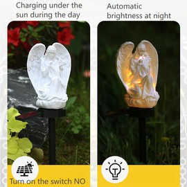 YZYOE Solar Powered White Angels Lights, Garden Decorative Resin Cute Animal Ground lamp, Wireless Dusk to Dawn LED Lights Waterproof.