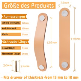 JeogYong Leather Handles 4 Pieces Cabinet Handles Furniture Handles with Screws Leather Handles Furniture Cabinet Knobs Vintage Door Handles for Cabinet, Bathroom Cabinet, Dresser, Drawer, Kitchen