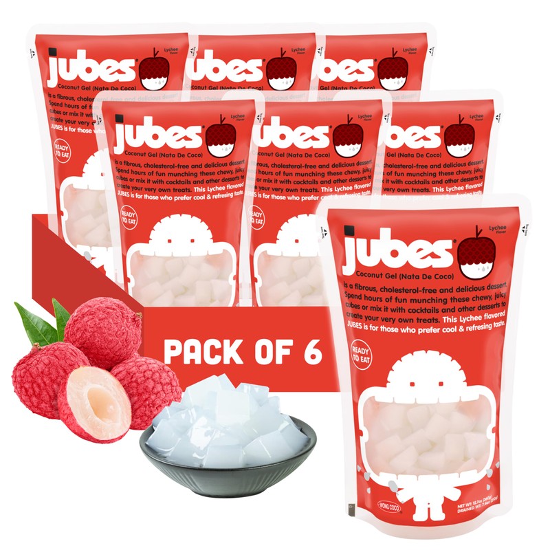 Jubes Lychee Nata De Coco Jelly Cubes (12.7 oz, Pack