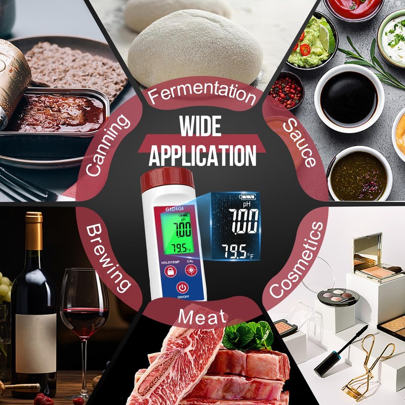 Smart pH Meter for Food, GIDIGI Digital Food pH Tester,