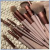 Beginner's Four Seasons Green Quick-Dry 13-Piece Mini Makeup Brush Set Free Size/13 Green Cloth Bag Makeup Brushes 15ea