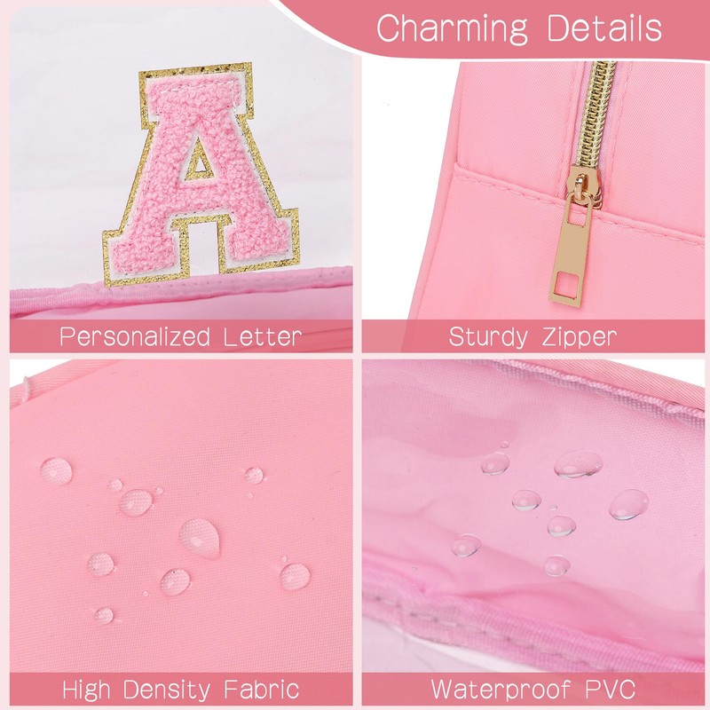 LOFOWN Initial Clear Makeup Bag Small Cosmetic Bag Travel Toiletry