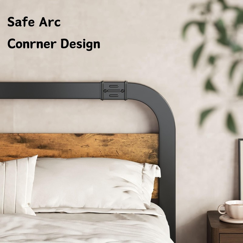 ZIYOO 14'' Queen Bed Frame with Headboard, Heavy Duty Platform