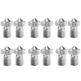 12PCS 3D Printing Nozzle Extruder 3D Printer Nozzle Stainless Steel 0.2mm 0.4mm 0.6mm 0.8mm 1mm for 1J-Head V5 / V6 Extruder with 1.75mm Filament