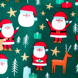 Christmas Fat Quarter  100% Cotton Flannel Fabric ~ Santa Claus, Reindeer, Stars