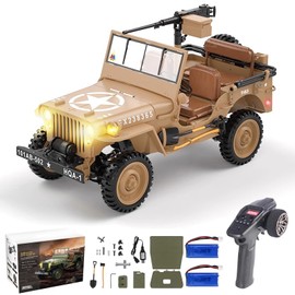 Authticar RC Crawler, 1:14 Scale Military Willys Jeep, Yellow